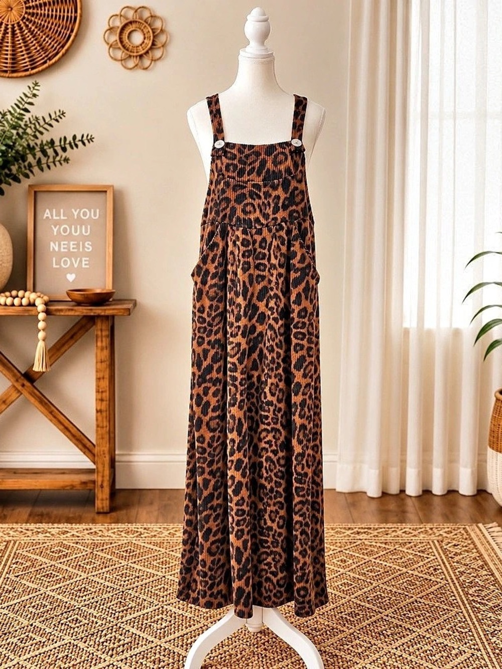 Leopard Print Wide Leg Jumpsuit